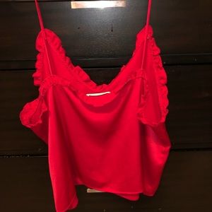Stella Rae’s Tops - Red tank with frilly trim. Stella Rae’s Tops - Red tank with frilly trim.